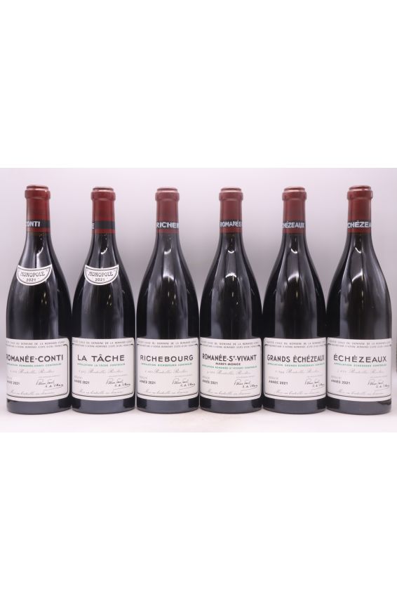 Sortimento Romanée Conti 6 garrafas 2021 (RC. T. RSV. R. GE. E)