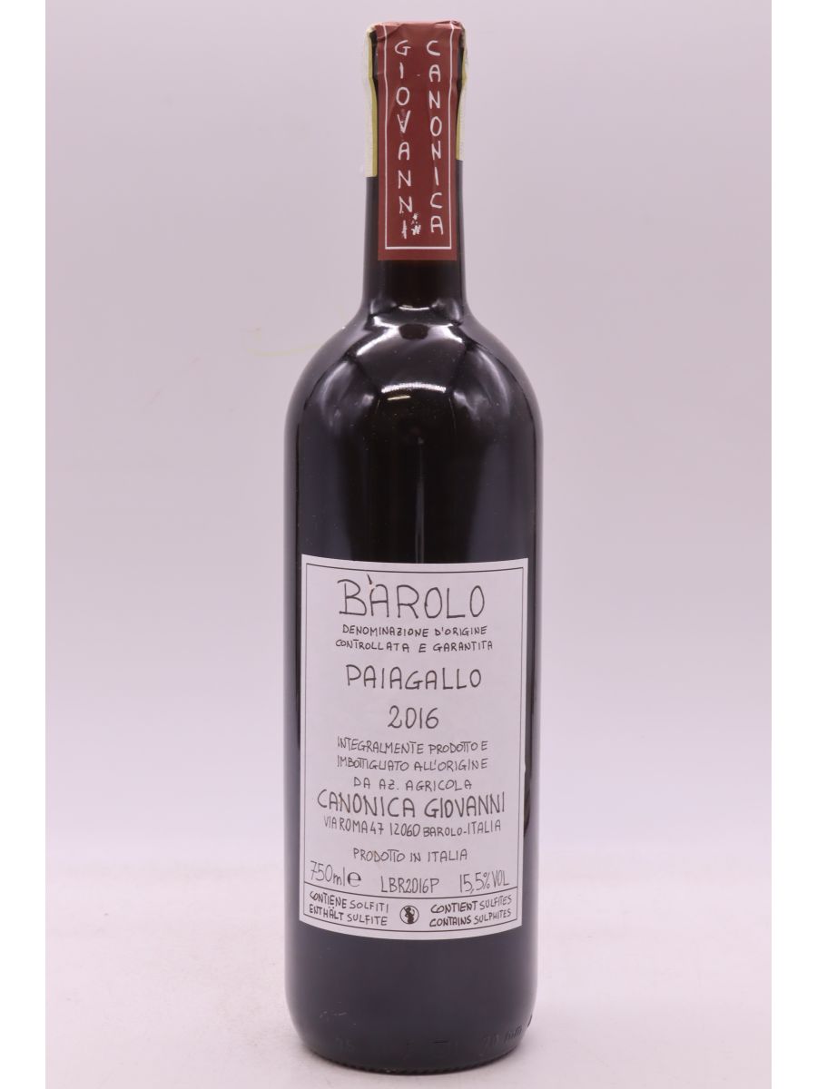 photo du vin Giovanni Canonica Barolo Paiagallo 2016
