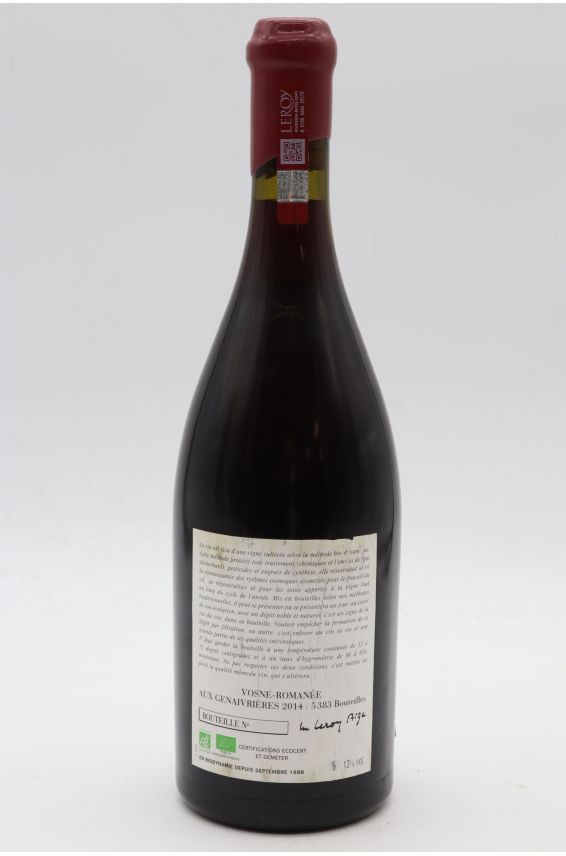 Domaine Leroy Vosne Romanée Aux Genaivrières 2014