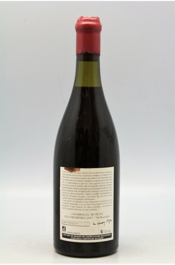 Domaine Leroy Chambolle Musigny Les Fremières 2007 -10% DISCOUNT !