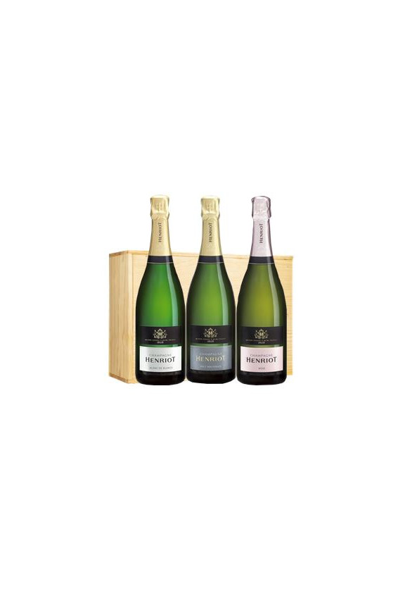 Coffret Bois Trio Champagne Henriot