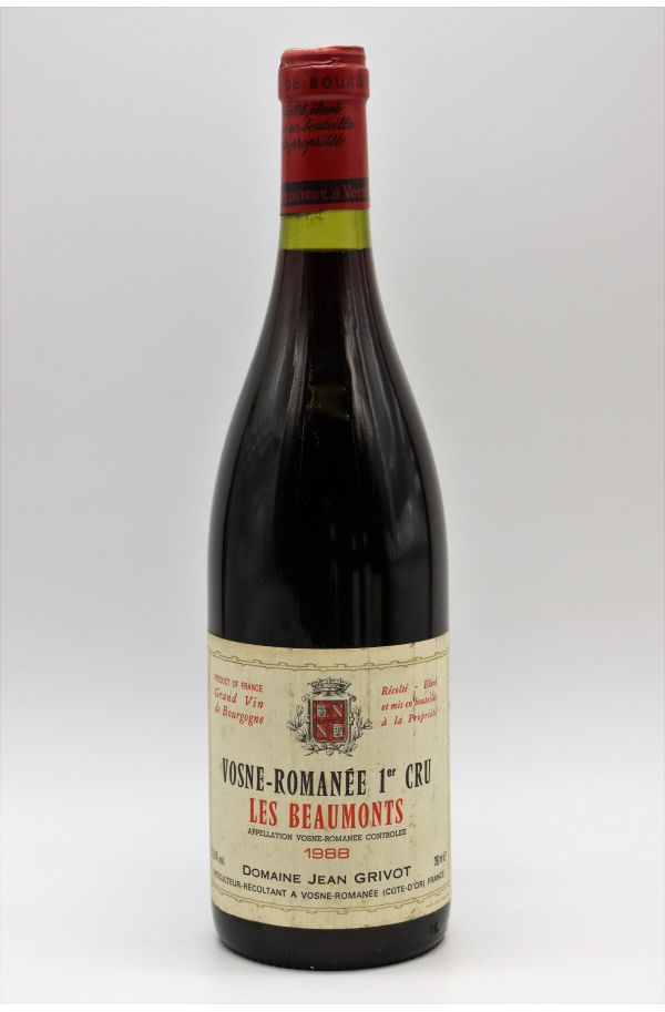 Vosne-Romanée Les Beaumonts 1988 Jean Grivot Vosne Romanée 1er cru Les Beaumonts 1988