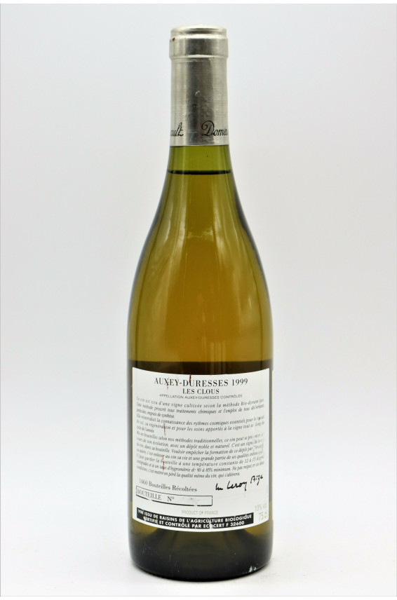 Domaine d'Auvenay Auxey Duresses Les Clous 1999 blanco