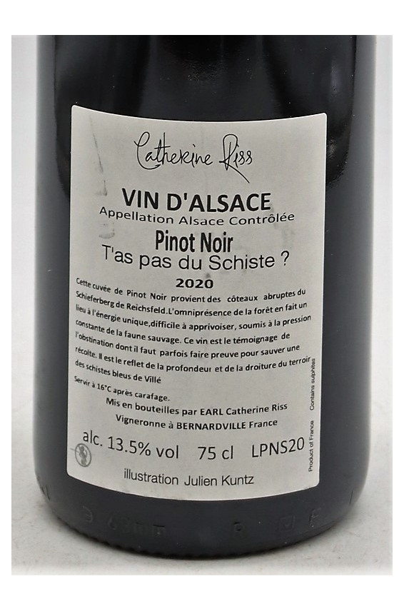 Catherine Riss Alsace Pinot Noir T'as Pas du Shiste 2020